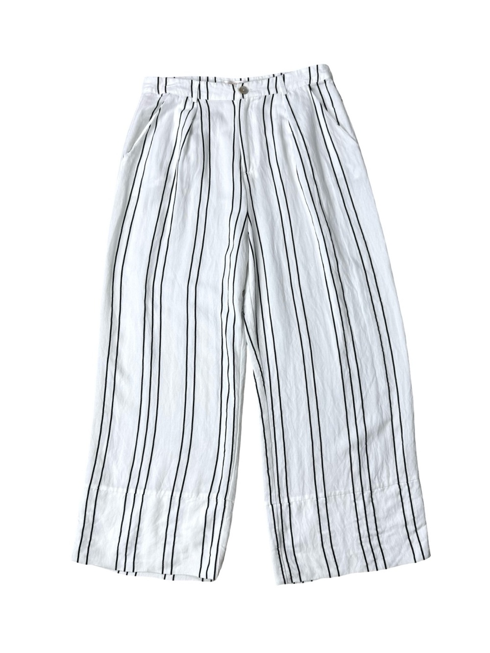 "Sancia Anthropologie Carroca Wide Leg Pleated Pants White & Black Striped M